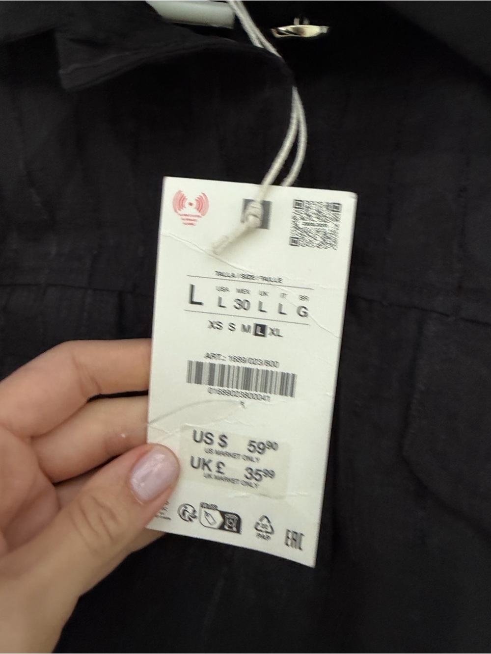 Zara Black Textured Button-Front Utility Jacket - Picture 3 of 3